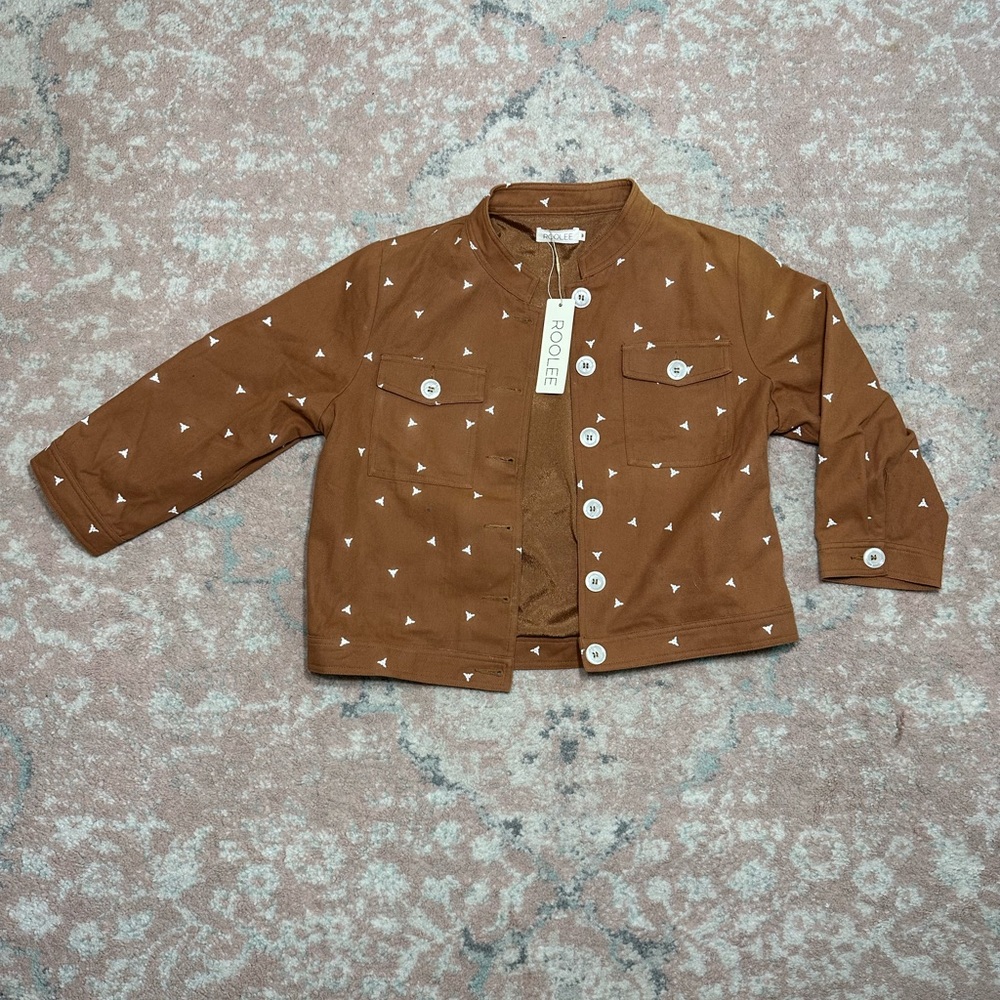 Rooleee Women's Embroidered Utility Jacket Medium with Buttons